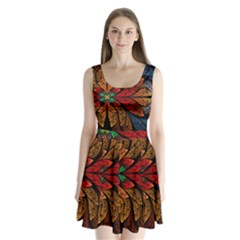 Fractals, Floral Ornaments, Rings Split Back Mini Dress 