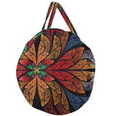 Fractals, Floral Ornaments, Rings Giant Round Zipper Tote by nateshop