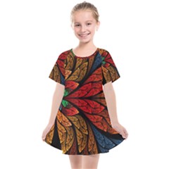 Fractals, Floral Ornaments, Rings Kids  Smock Dress