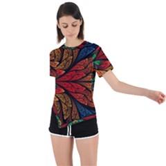 Fractals, Floral Ornaments, Rings Asymmetrical Short Sleeve Sports T-shirt by nateshop