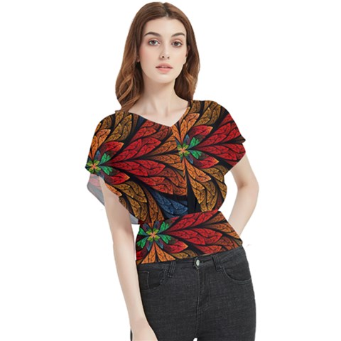 Fractals, Floral Ornaments, Rings Butterfly Chiffon Blouse by nateshop
