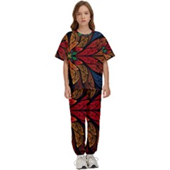 Fractals, Floral Ornaments, Rings Kids  T-shirt And Pants Sports Set