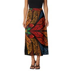 Fractals, Floral Ornaments, Rings Classic Midi Chiffon Skirt