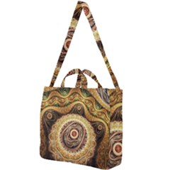 Fractals, Floral Ornaments, Waves Square Shoulder Tote Bag by nateshop