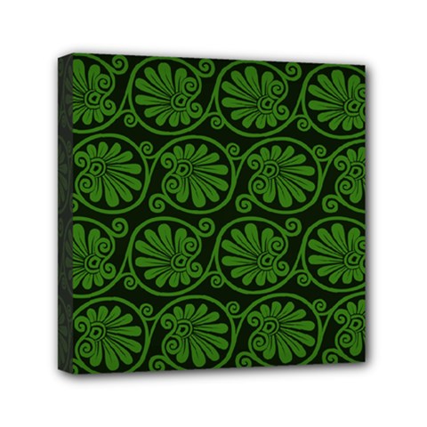 Green Floral Pattern Floral Greek Ornaments Mini Canvas 6  X 6  (stretched) by nateshop