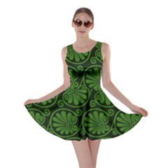 Green Floral Pattern Floral Greek Ornaments Skater Dress by nateshop