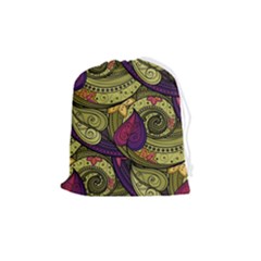 Green Paisley Background, Artwork, Paisley Patterns Drawstring Pouch (medium) by nateshop