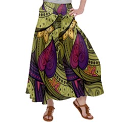 Green Paisley Background, Artwork, Paisley Patterns Women s Satin Palazzo Pants by nateshop