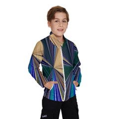 Blue Hexagon Pattern Kids  Windbreaker by Cemarart