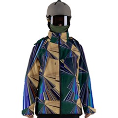 Blue Hexagon Pattern Men s Zip Ski And Snowboard Waterproof Breathable Jacket by Cemarart