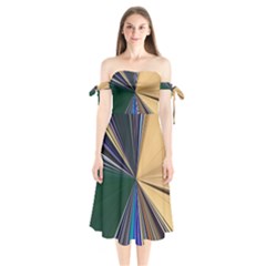 Flower Seamless Pattern Design Shoulder Tie Bardot Midi Dress