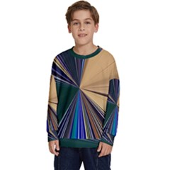 Zig Zag Pattern Geometric Design Kids  Crewneck Sweatshirt by Cemarart