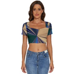 Zig Zag Pattern Geometric Design Short Sleeve Square Neckline Crop Top 