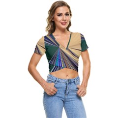 Colorful Centroid Line Stroke Short Sleeve Foldover T-shirt by Cemarart