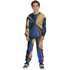Colorful Centroid Line Stroke Kids  Sweatshirt Set by Cemarart