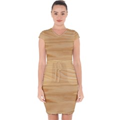 Light Wooden Texture, Wooden Light Brown Background Capsleeve Drawstring Dress  by nateshop