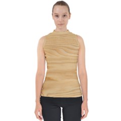 Light Wooden Texture, Wooden Light Brown Background Mock Neck Shell Top by nateshop