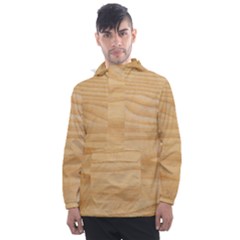 Light Wooden Texture, Wooden Light Brown Background Men s Front Pocket Pullover Windbreaker by nateshop