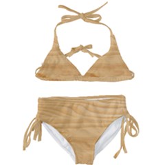 Light Wooden Texture, Wooden Light Brown Background Kids  Classic Bikini Set by nateshop