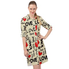 Love Abstract Background Love Textures Long Sleeve Mini Shirt Dress by nateshop