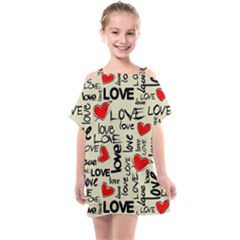 Love Abstract Background Love Textures Kids  One Piece Chiffon Dress by nateshop