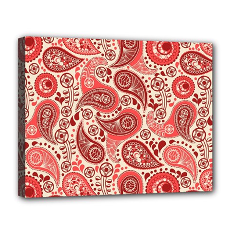 Paisley Red Ornament Texture Canvas 14  X 11  (stretched) by nateshop
