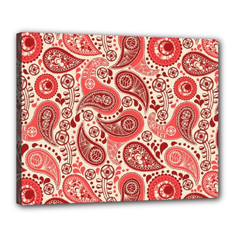 Paisley Red Ornament Texture Canvas 20  X 16  (stretched) by nateshop