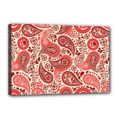 Paisley Red Ornament Texture Canvas 18  X 12  (stretched)