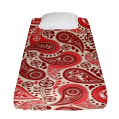 Paisley Red Ornament Texture Fitted Sheet (single Size) by nateshop