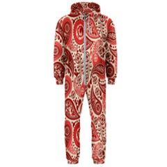Paisley Red Ornament Texture Hooded Jumpsuit (men)