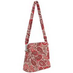 Paisley Red Ornament Texture Zipper Messenger Bag by nateshop