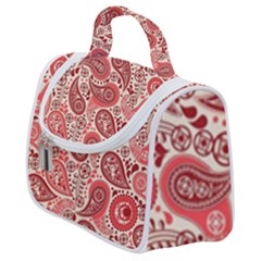 Paisley Red Ornament Texture Satchel Handbag by nateshop