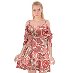 Paisley Red Ornament Texture Cutout Spaghetti Strap Chiffon Dress by nateshop