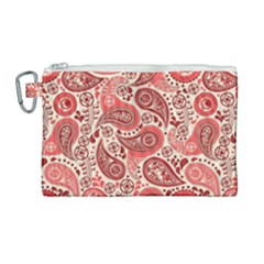 Paisley Red Ornament Texture Canvas Cosmetic Bag (large) by nateshop