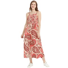 Paisley Red Ornament Texture Boho Sleeveless Summer Dress by nateshop