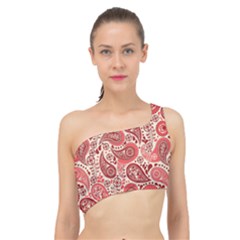 Paisley Red Ornament Texture Spliced Up Bikini Top  by nateshop