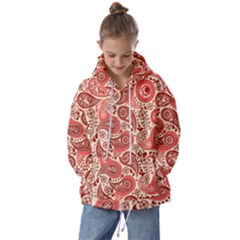 Paisley Red Ornament Texture Kids  Oversized Hoodie by nateshop