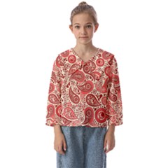 Paisley Red Ornament Texture Kids  Sailor Shirt by nateshop