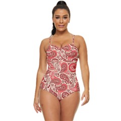 Paisley Red Ornament Texture Retro Full Coverage Swimsuit by nateshop