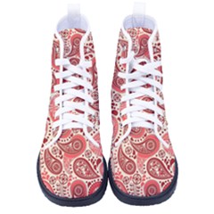 Paisley Red Ornament Texture Women s High-top Canvas Sneakers by nateshop