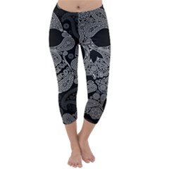 Paisley Skull, Abstract Art Capri Winter Leggings  by nateshop