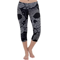 Paisley Skull, Abstract Art Capri Yoga Leggings by nateshop