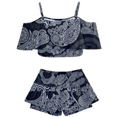 Paisley Skull, Abstract Art Kids  Off Shoulder Skirt Bikini by nateshop