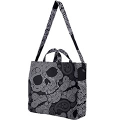 Paisley Skull, Abstract Art Square Shoulder Tote Bag by nateshop