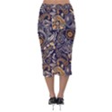 Paisley Texture, Floral Ornament Texture Velvet Midi Pencil Skirt View2