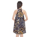 Paisley Texture, Floral Ornament Texture Halter Neckline Chiffon Dress  View2