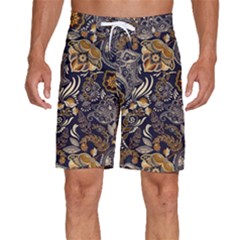 Paisley Texture, Floral Ornament Texture Men s Beach Shorts
