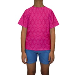 Pink Pattern, Abstract, Background, Bright Kids  Short Sleeve Swimwear