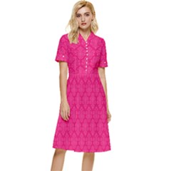 Pink Pattern, Abstract, Background, Bright Button Top Knee Length Dress by nateshop
