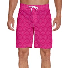 Pink Pattern, Abstract, Background, Bright Men s Beach Shorts